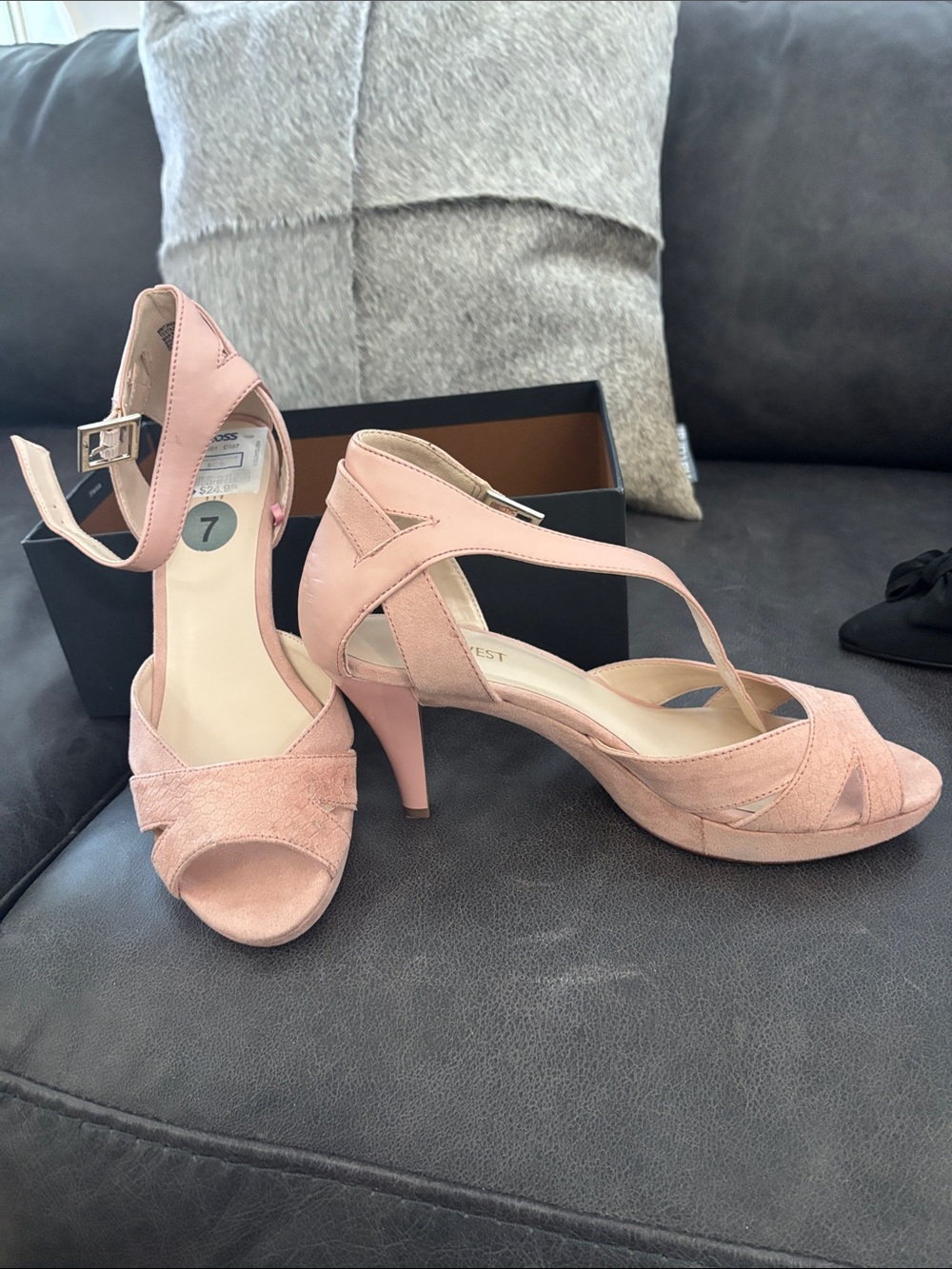 Nine West Blush Pink Suede Ankle-Strap Dress Heels